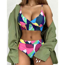 Load image into Gallery viewer, 874 OIMG Women&#39;s High Waist Printed Geometric Multicolor Bikini Set Swimsuit