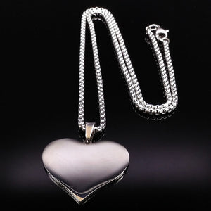 156 Afawa Horse Stainless Steel Pendant Necklace Silver Color Black Heart