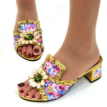 Load image into Gallery viewer, 1387 Women&#39;s Italian Rhinestone Flower Sandals Shoes