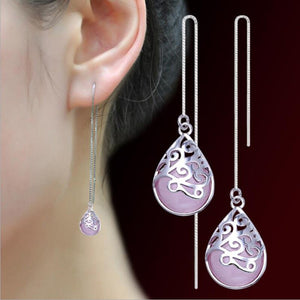 594 Infery Women's Water Drop 925 Sterling Silver Fire Created Opal Dangle Earrings