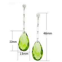 Load image into Gallery viewer, 912 Ranssi Sterling Silver 925 Long Earrings Green Crystal Water Drop Earrings