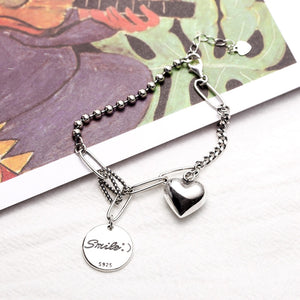 1224 XIYANIKE 925 Sterling Silver Couple LOVE Heart Pendant Bracelet