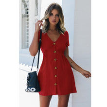 Load image into Gallery viewer, 1324 Women&#39;s Summer Candy Color V-neck Short Sleeve Slimming Mini Dress